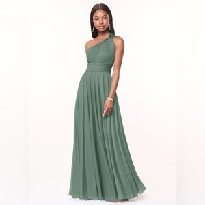 Azazie One Shoulder Dress in Eucalyptus Color